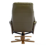 The Dubai - Swivel Recliner Chair & Matching Footstool in Olive Green Plush Faux Leather Morris Living - thumbnail 7