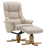 The Florence, Swivel Recliner Chair & Footstool in Bone PU Faux Leather GFA