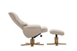 The Florence, Swivel Recliner Chair & Footstool in Bone PU Faux Leather GFA