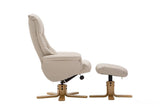 The Florence, Swivel Recliner Chair & Footstool in Bone PU Faux Leather GFA