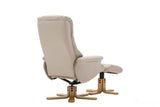 The Florence, Swivel Recliner Chair & Footstool in Bone PU Faux Leather GFA