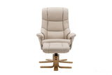 The Florence, Swivel Recliner Chair & Footstool in Bone PU Faux Leather GFA