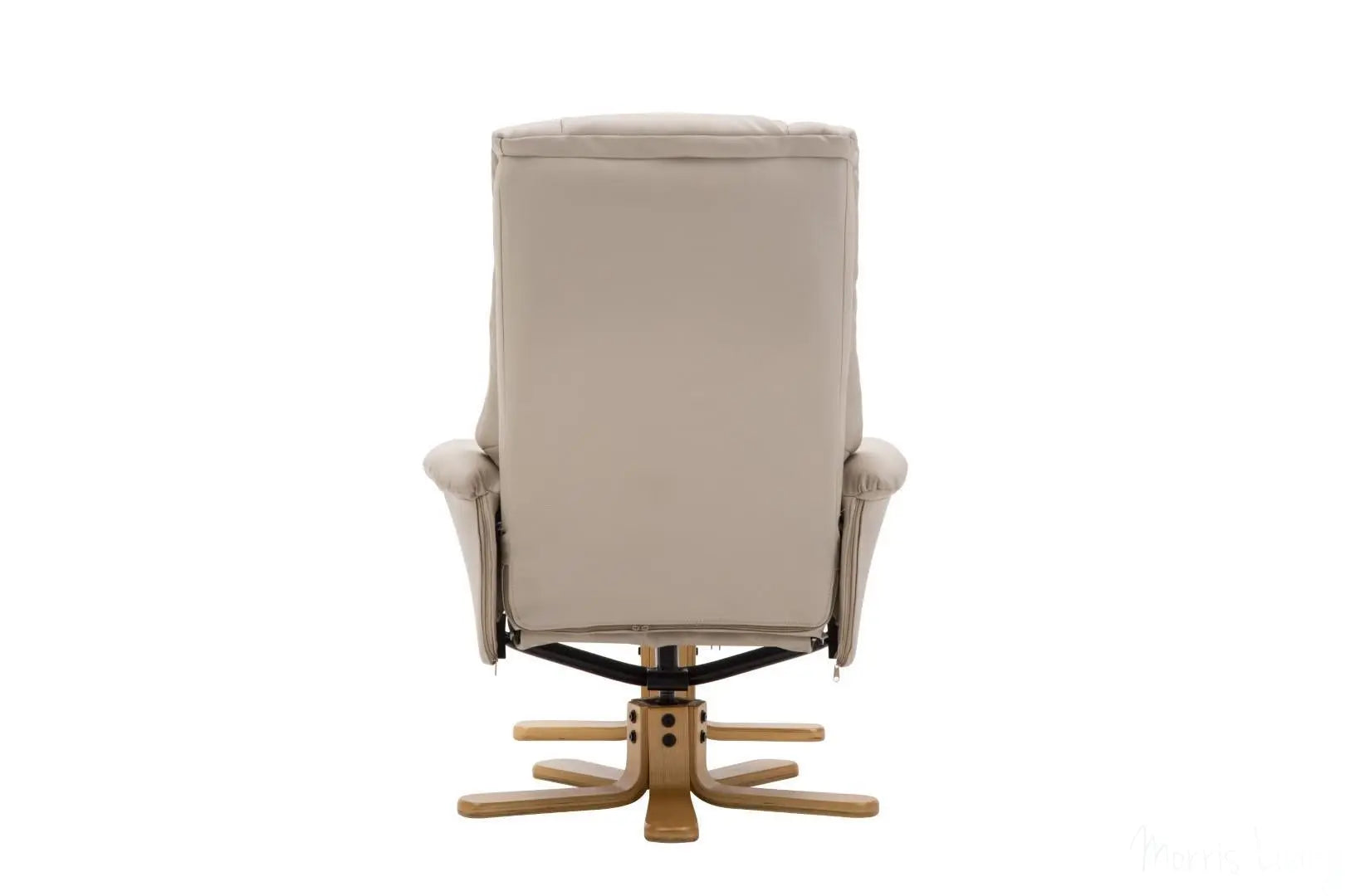 The Florence, Swivel Recliner Chair & Footstool in Bone PU Faux Leather GFA