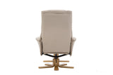 The Florence, Swivel Recliner Chair & Footstool in Bone PU Faux Leather GFA