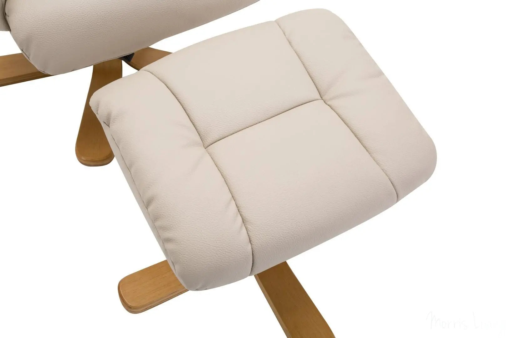The Florence, Swivel Recliner Chair & Footstool in Bone PU Faux Leather GFA