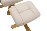 The Florence, Swivel Recliner Chair & Footstool in Bone PU Faux Leather GFA