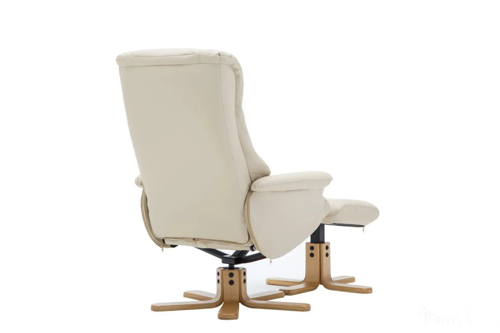 The Florence, Swivel Recliner Chair & Footstool in Cream PU Faux Leather GFA