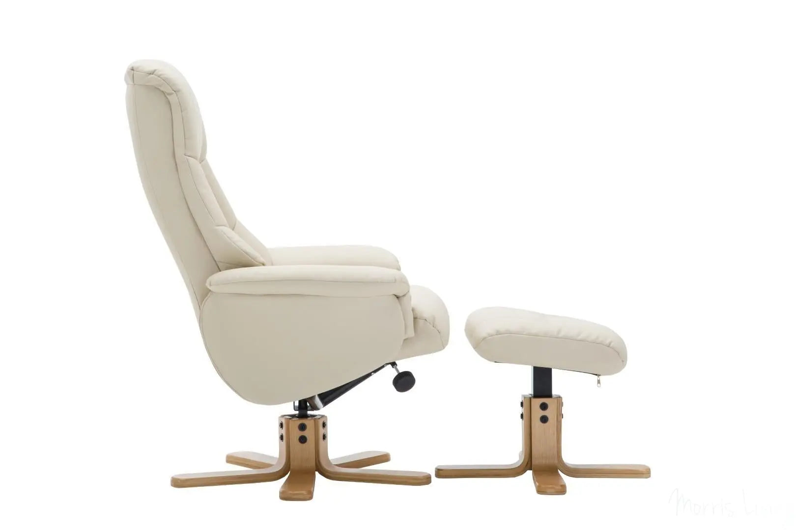 The Florence, Swivel Recliner Chair & Footstool in Cream PU Faux Leather GFA