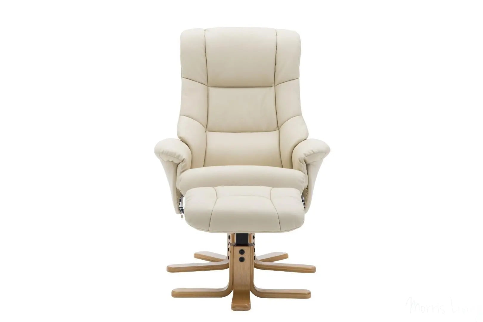 The Florence, Swivel Recliner Chair & Footstool in Cream PU Faux Leather GFA