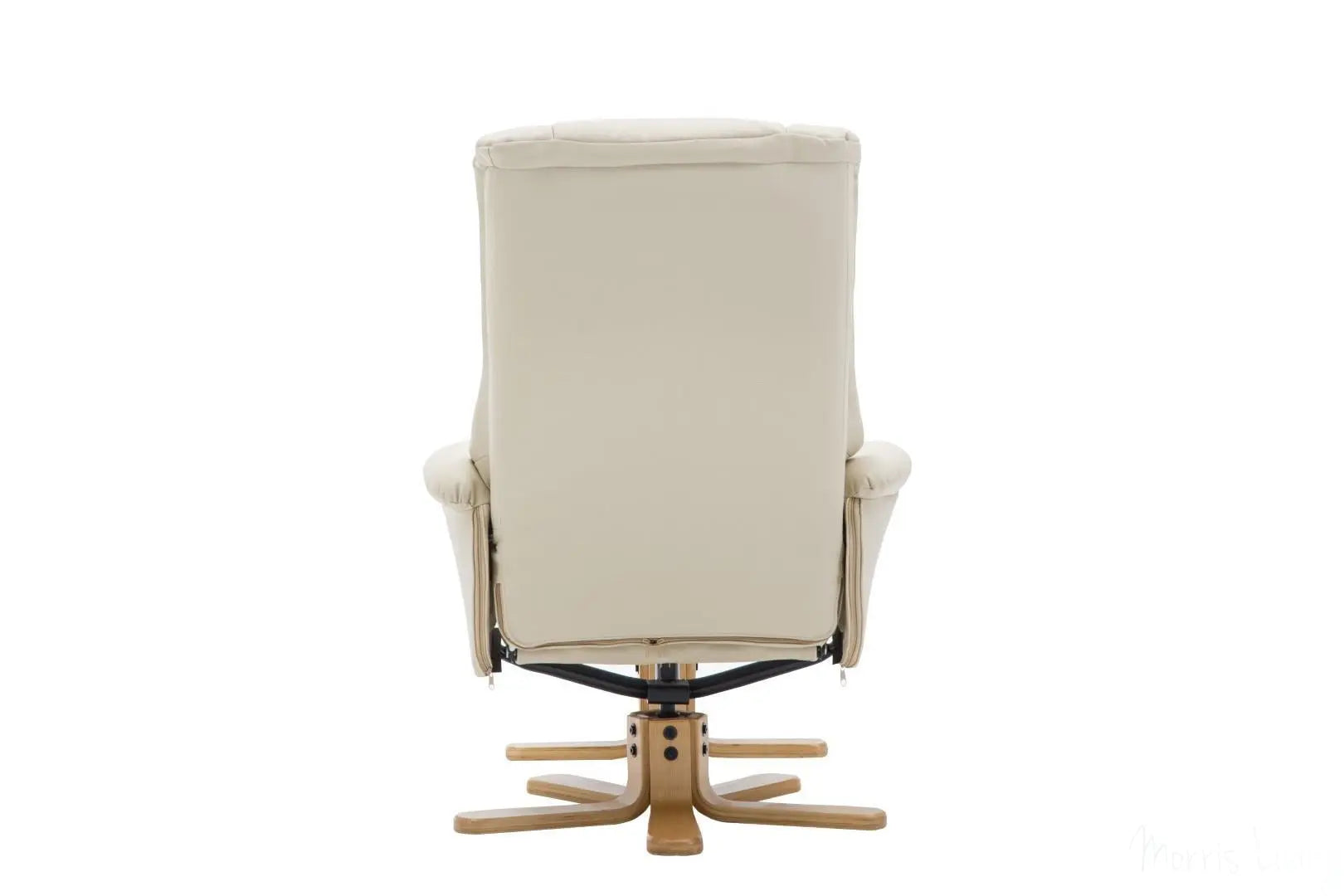 The Florence, Swivel Recliner Chair & Footstool in Cream PU Faux Leather GFA