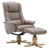 The Florence, Swivel Recliner Chair & Footstool in Earth PU Faux Leather - Clearance GFA