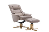 The Florence, Swivel Recliner Chair & Footstool in Earth PU Faux Leather - Clearance GFA