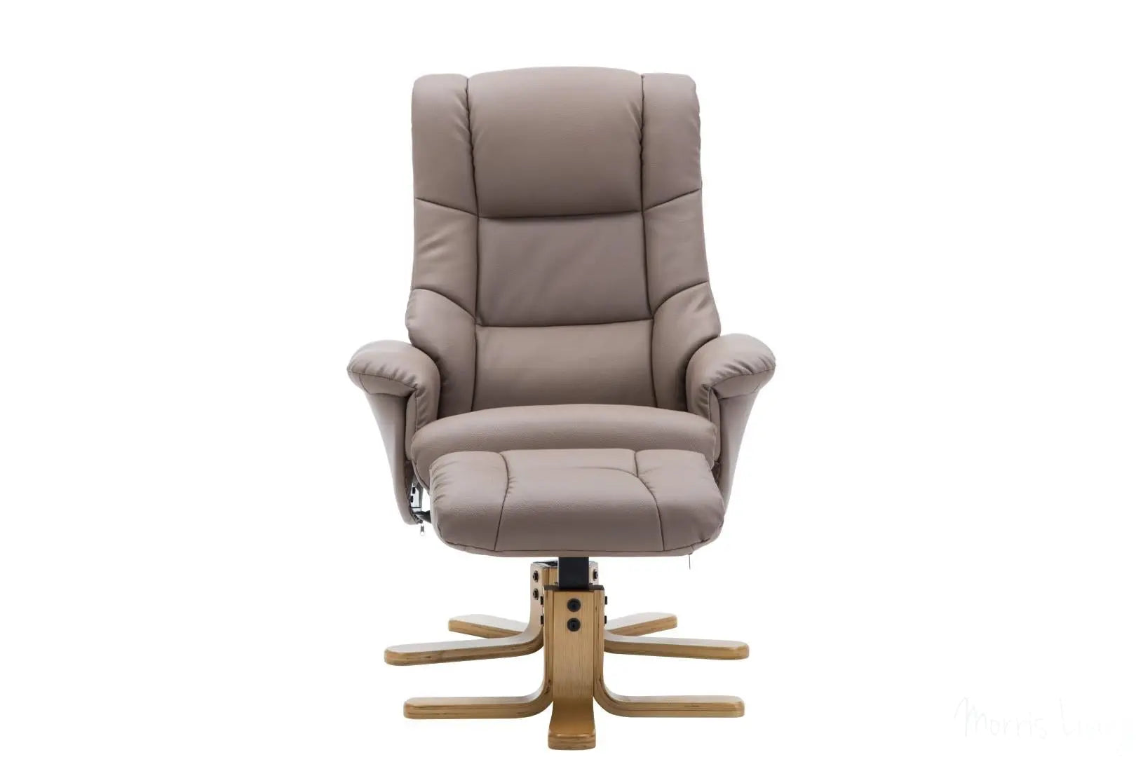 The Florence, Swivel Recliner Chair & Footstool in Earth PU Faux Leather GFA