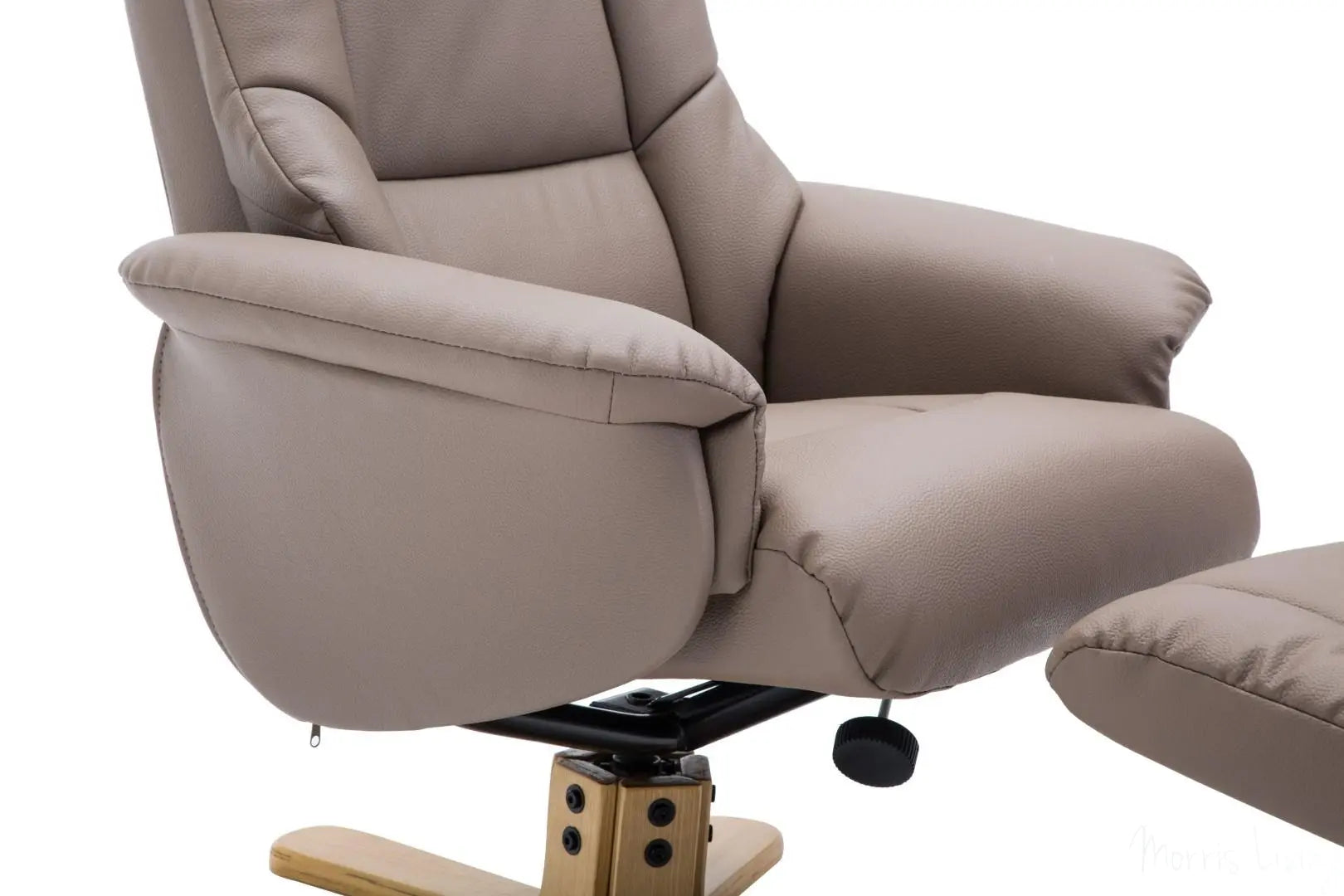 The Florence, Swivel Recliner Chair & Footstool in Earth PU Faux Leather GFA