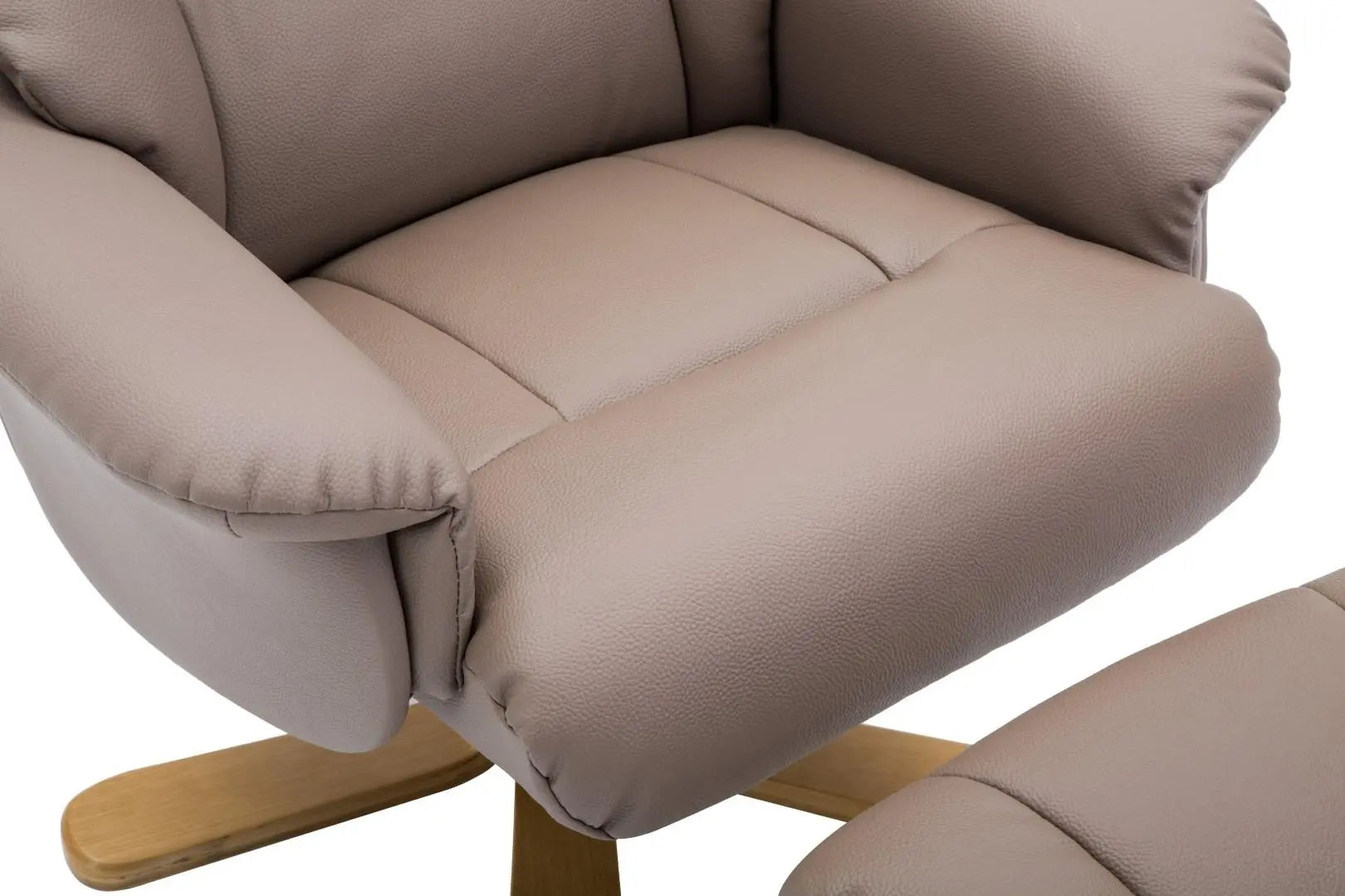The Florence, Swivel Recliner Chair & Footstool in Earth PU Faux Leather GFA