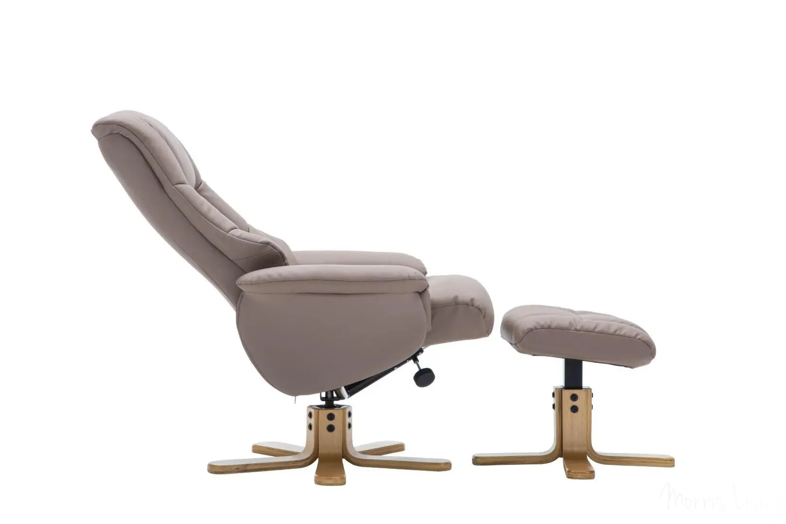 The Florence, Swivel Recliner Chair & Footstool in Earth PU Faux Leather GFA