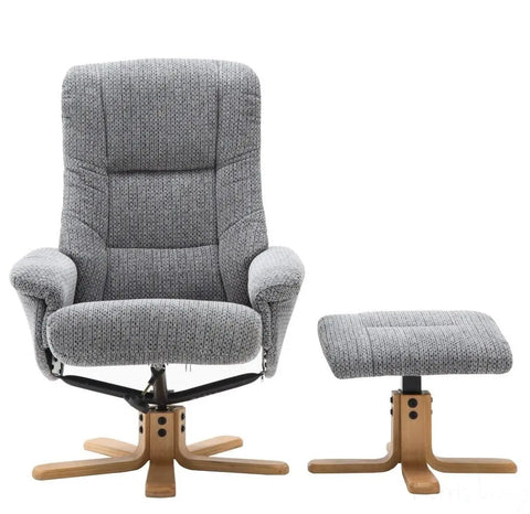 The Florida Lake Blue Fabric Swivel Recliner Chair & Matching Footstool Global Furniture Alliance - image 2