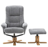 The Florida Lake Blue Fabric Swivel Recliner Chair & Matching Footstool Global Furniture Alliance