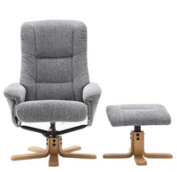 The Florida Lake Blue Fabric Swivel Recliner Chair & Matching Footstool Global Furniture Alliance