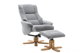 The Florida Lake Blue Fabric Swivel Recliner Chair & Matching Footstool Global Furniture Alliance