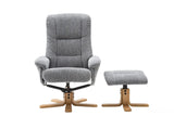 The Florida Lake Blue Fabric Swivel Recliner Chair & Matching Footstool Global Furniture Alliance
