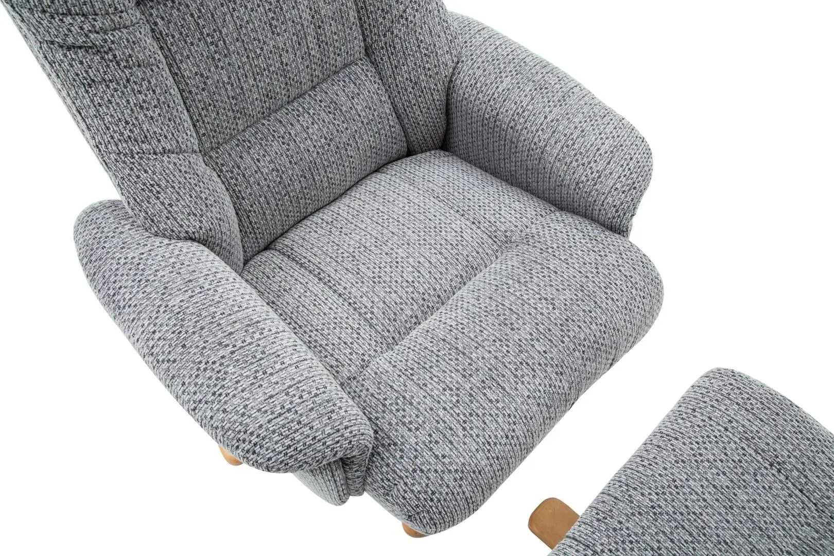 The Florida Lake Blue Fabric Swivel Recliner Chair & Matching Footstool Global Furniture Alliance