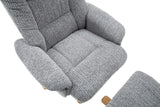 The Florida Lake Blue Fabric Swivel Recliner Chair & Matching Footstool Global Furniture Alliance