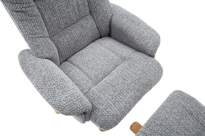 The Florida Lake Blue Fabric Swivel Recliner Chair & Matching Footstool Global Furniture Alliance