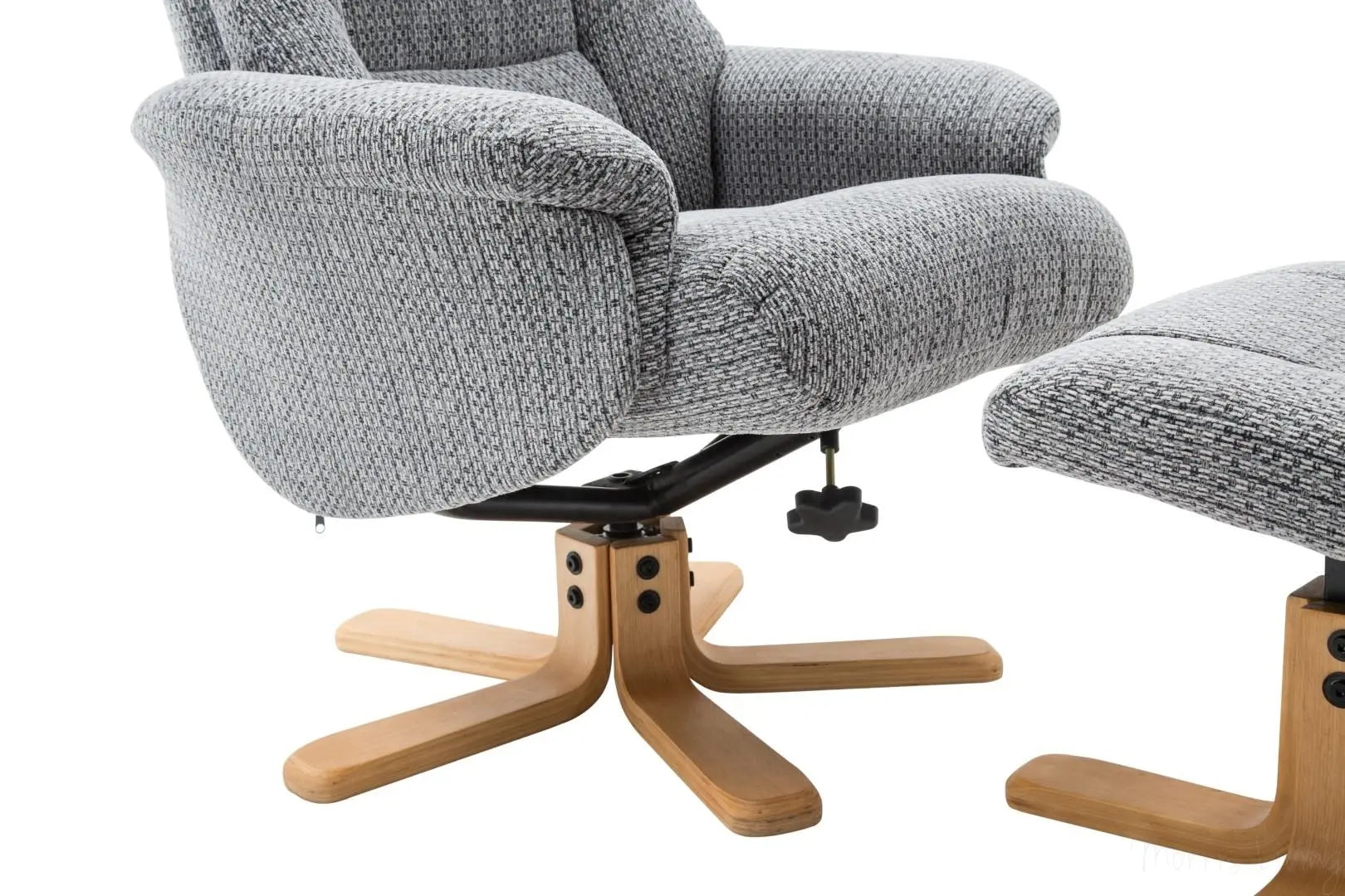 The Florida Lake Blue Fabric Swivel Recliner Chair & Matching Footstool Global Furniture Alliance