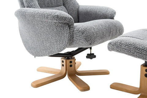 The Florida Lake Blue Fabric Swivel Recliner Chair & Matching Footstool Global Furniture Alliance - image 7