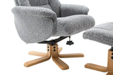 The Florida Lake Blue Fabric Swivel Recliner Chair & Matching Footstool Global Furniture Alliance