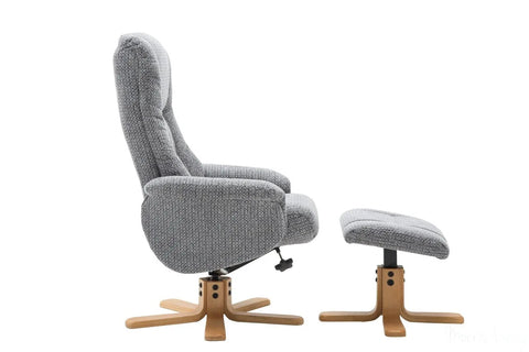 The Florida Lake Blue Fabric Swivel Recliner Chair & Matching Footstool Global Furniture Alliance - image 8
