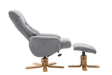 The Florida Lake Blue Fabric Swivel Recliner Chair & Matching Footstool Global Furniture Alliance