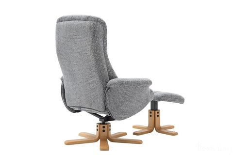 The Florida Lake Blue Fabric Swivel Recliner Chair & Matching Footstool Global Furniture Alliance - image 10