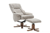 The Florida Wheat Fabric Swivel Recliner Chair & Matching Footstool Global Furniture Alliance