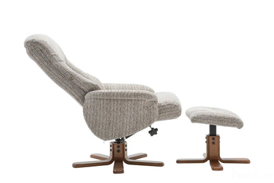 The Florida Wheat Fabric Swivel Recliner Chair & Matching Footstool Global Furniture Alliance