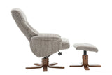 The Florida Wheat Fabric Swivel Recliner Chair & Matching Footstool Global Furniture Alliance
