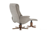 The Florida Wheat Fabric Swivel Recliner Chair & Matching Footstool Global Furniture Alliance