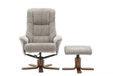 The Florida Wheat Fabric Swivel Recliner Chair & Matching Footstool Global Furniture Alliance