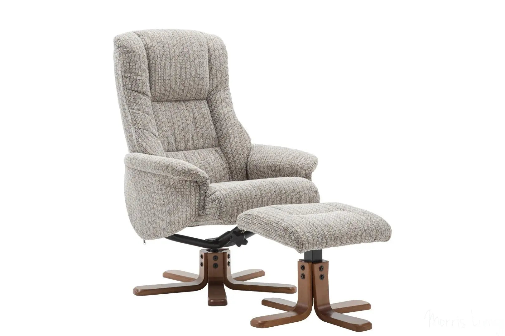 The Florida Wheat Fabric Swivel Recliner Chair & Matching Footstool Global Furniture Alliance