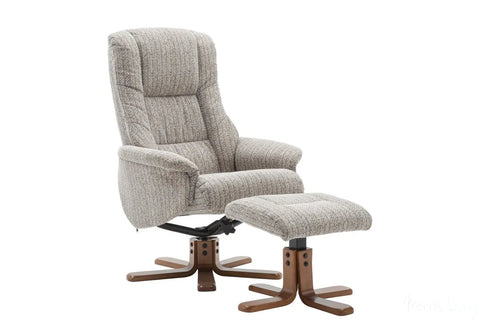 The Florida Wheat Fabric Swivel Recliner Chair & Matching Footstool Global Furniture Alliance - image 7