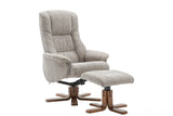 The Florida Wheat Fabric Swivel Recliner Chair & Matching Footstool Global Furniture Alliance