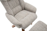 The Florida Wheat Fabric Swivel Recliner Chair & Matching Footstool Global Furniture Alliance