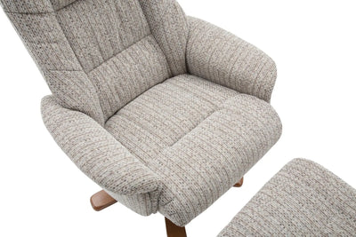 The Florida Wheat Fabric Swivel Recliner Chair & Matching Footstool Global Furniture Alliance