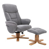 The Giza - Fabric Swivel Recliner Chair & Matching Footstool in Lake Blue Morris Living - thumbnail 1