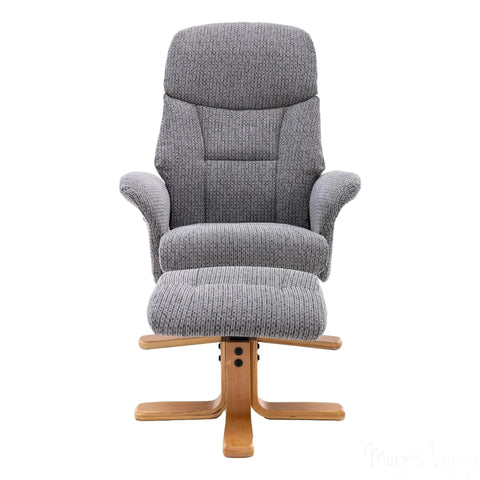 The Giza - Fabric Swivel Recliner Chair & Matching Footstool in Lake Blue Morris Living - image 3