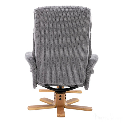 The Giza - Fabric Swivel Recliner Chair & Matching Footstool in Lake Blue Morris Living