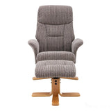 The Giza - Fabric Swivel Recliner Chair & Matching Footstool in Latte Morris Living