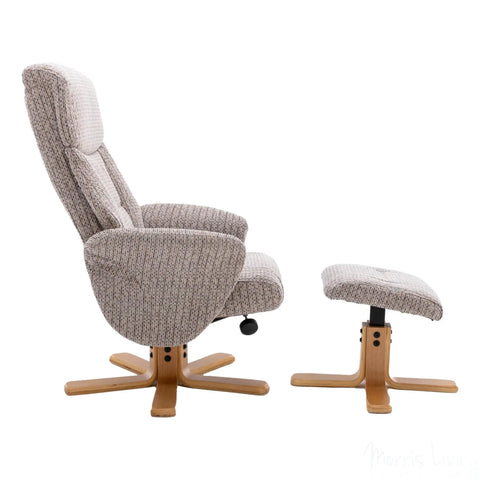 The Giza - Fabric Swivel Recliner Chair & Matching Footstool in Wheat Morris Living - image 2