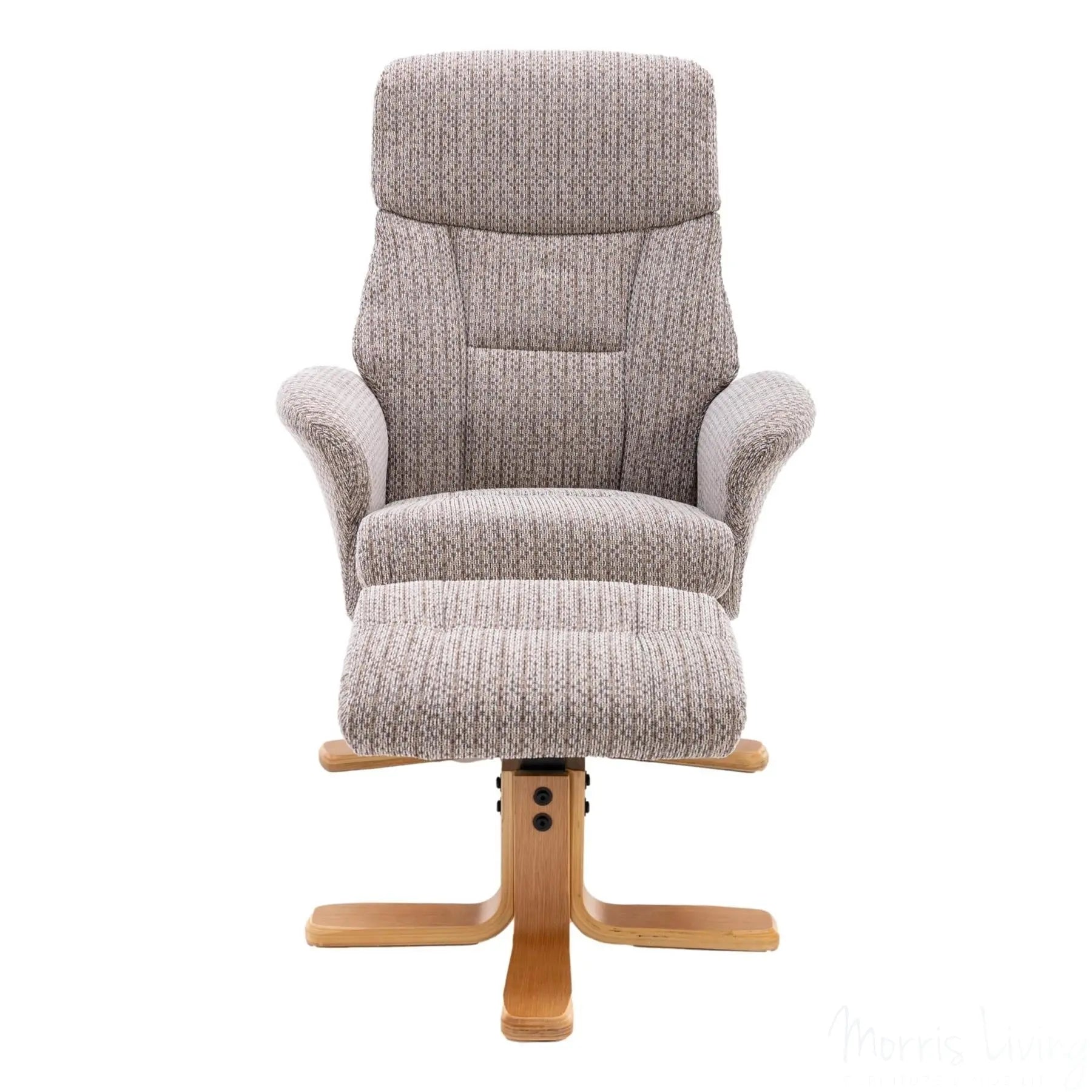 The Giza - Fabric Swivel Recliner Chair & Matching Footstool in Wheat Morris Living